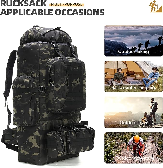 100L Camping Hiking Backpack,Molle military Tactical rucksack backpack,Waterproof Lightweight Hiking Backpack