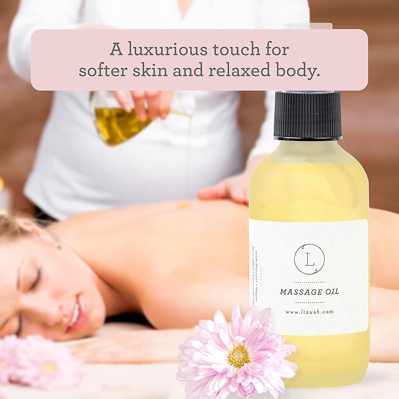 Lizush Eucalyptus Massage Oil, Moisturizing Nourishing and Reviving Massage Oil for Silky Skin, 4 oz Pampering Body Oil for Men, Women, Natural, Vegan and Non GMO, Premium Oils Handmade in the USA