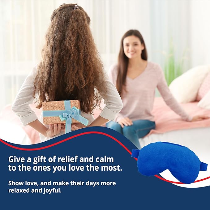 Lavender Eye Mask - Weighted Eye Mask for Relaxation and Yoga - Cold Therapy Eye Masks for Women, Men - 1 Eye Mask Blue