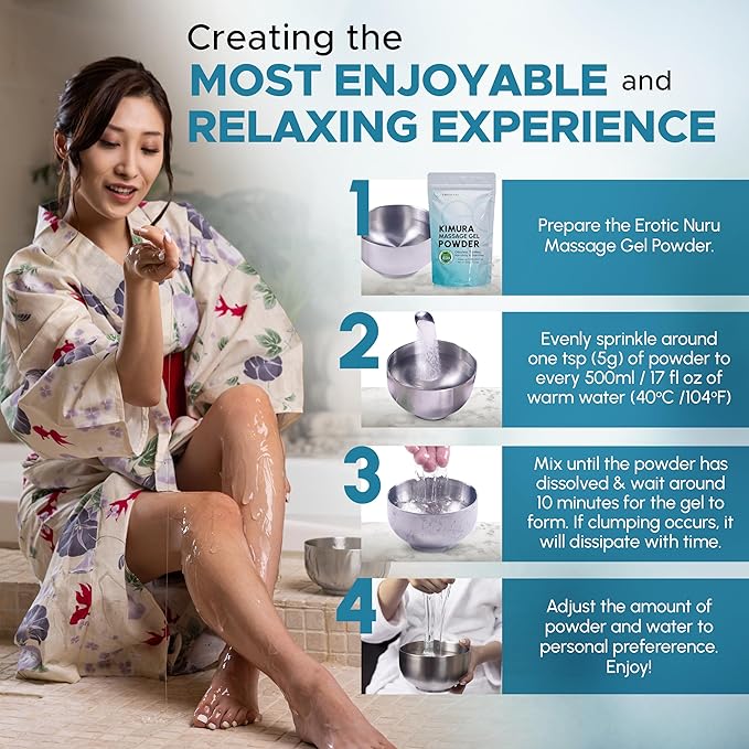 Japanese Nuru Massage Gel Powder 500g | Slippery, Odorless, Tasteless, and Stain-Free | Made in Japan | Paraben, & Glycerine Free | Fragrance-Free | Makes 13.2 gal/ 50L | Vegan