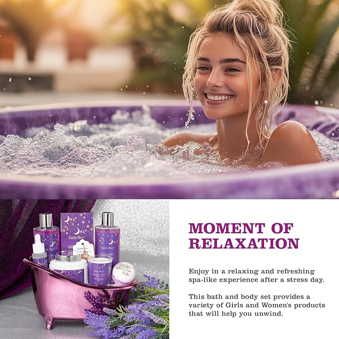 Mother's Day Gift for Mom Spa Gifts for Women, 10pcs Self Care Kit Lavender Scented, Birthday Gifts Skin Care Set Gift Basket Beauty kits Care package