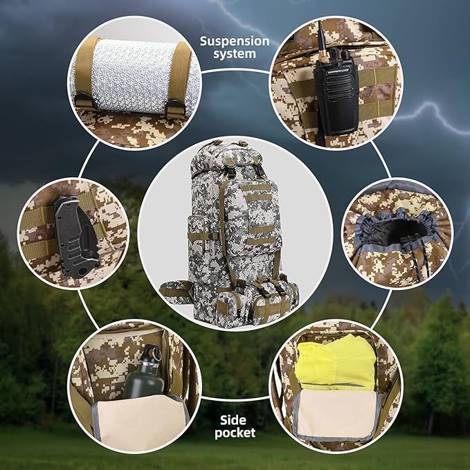 100L Camping Hiking Backpack,Molle military Tactical rucksack backpack,Waterproof Lightweight Hiking Backpack (CityCamo-C)