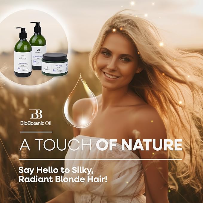 Bio Botanic Oil Hair Mask for Blonde & Bleached Hair | Deep Hydration & Anti-Brass Treatment | Enriched with Organic Wheat Germ & Obliphica Oil | Blue Pigment Formula | SLS-Free, Paraben-Free | 250ml