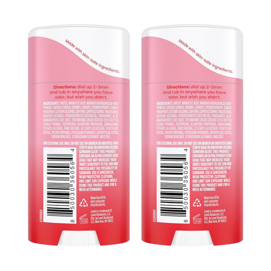 Lume Deodorant Cream Stick - Underarms and Private Parts - Aluminum-Free, Baking Soda-Free, Hypoallergenic, and Safe For Sensitive Skin - 2.2 Ounce (Pack of 2) (Peony Rose)