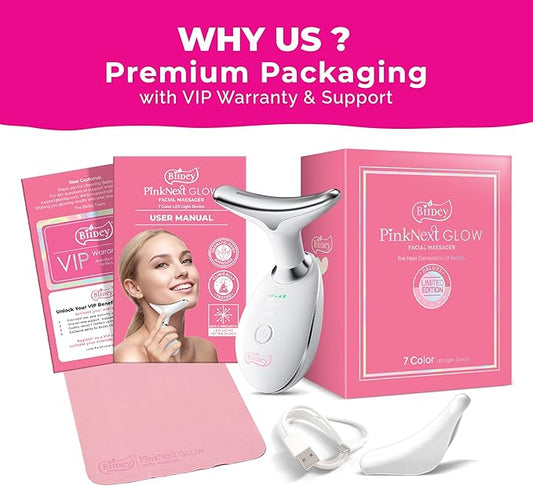 Red Light Therapy for Face Lift - Neck Facial Massager Beauty Device, Luminesce 7-in-1 LED Facial Sculptor, Lymphatic Drainage Massager, Double Chin Reducer, True Beauty Glow, Gua Sha Tools - White