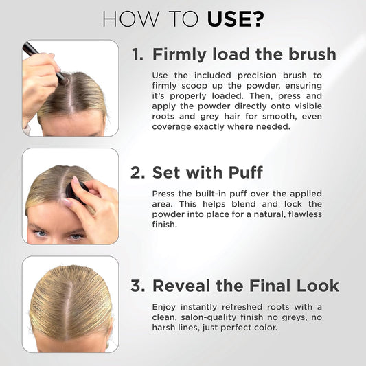 THICK FIBER Root Touch Up Powder for Thinning Hair Women - Water & Sweat Resistant Hair Loss Concealer Set with Brush (Blonde)