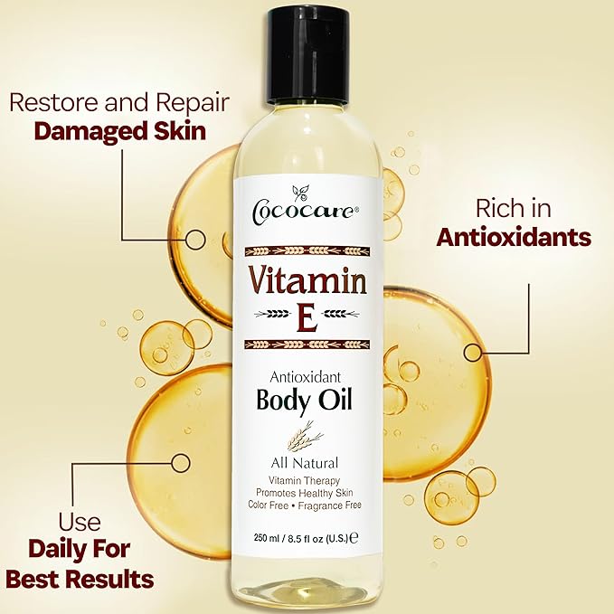 Cococare Natural Vitamin E Antioxidant Body Oil - Vitamin Therapy for All Skin Types - 8.5 fl oz - Pack of 2