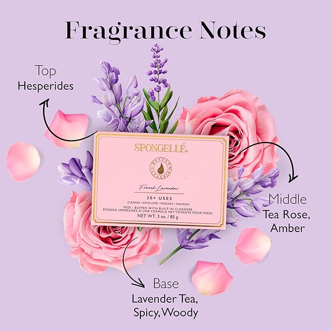 Spongelle Pedi Buffer 30+ Uses Bath Mitts and Cloths, French Lavender