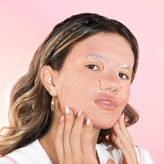 Avatara Rose Boba Hydrogel Mask, Cooling Facial Mask, 2-Piece Glow-Enhancing, Hydrating, Balancing Skin Care Mask with Niacinamide & Rose Extract, 30 g, 1-Pack