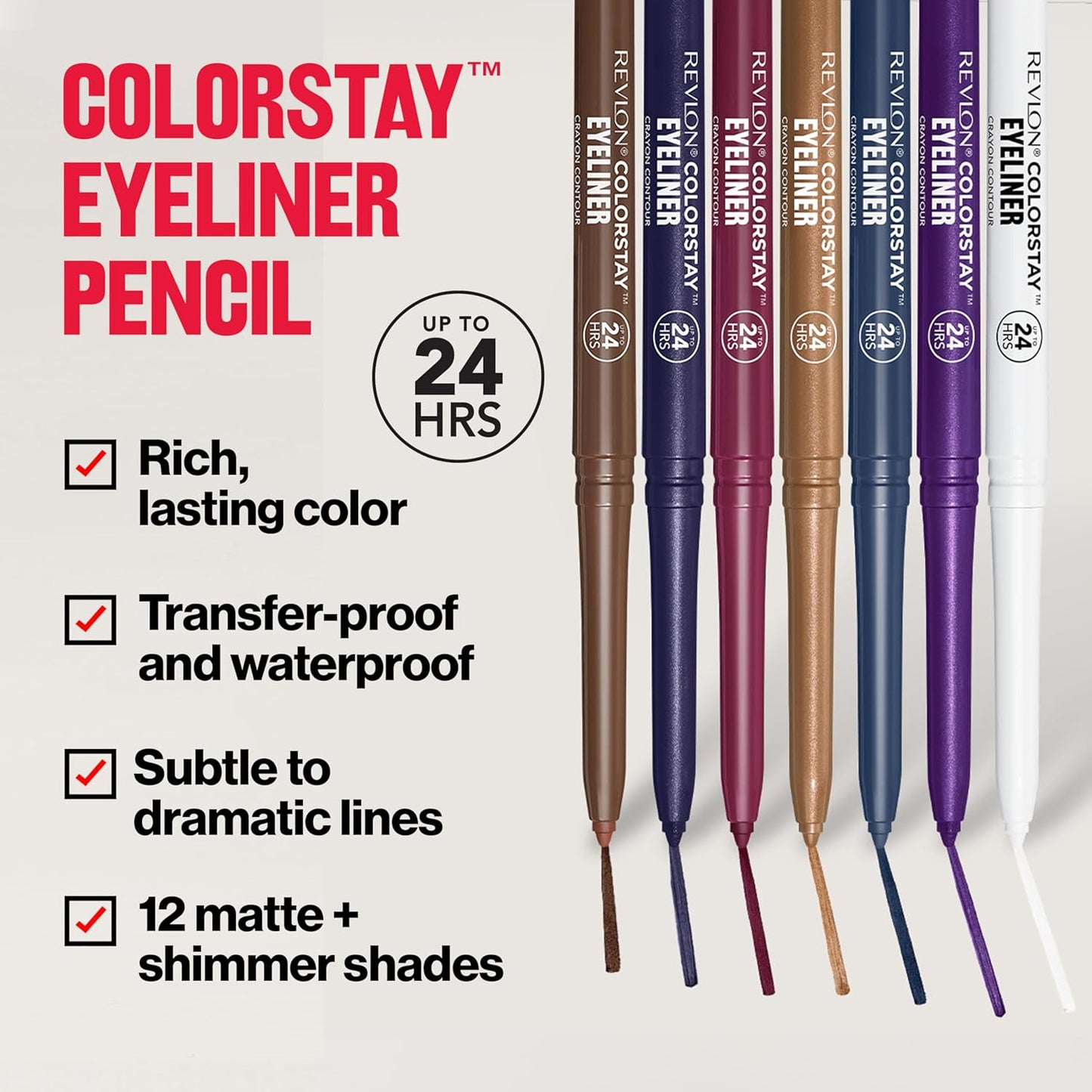 REVLON ColorStay Pencil Waterproof Eyeliner, Smudge-Proof, Eye Makeup with Built-In Sharpener, 214 Grape, 0.01 oz