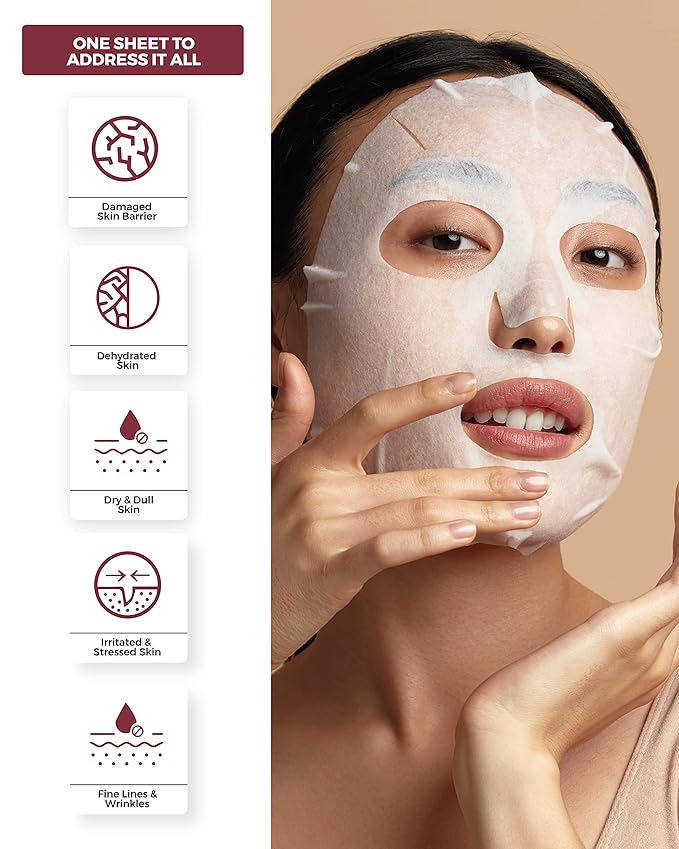 CENTELLIAN 24 Madeca Derma Face Mask (Intensive, 10pc) - Soothing Cotton Sheet Mask for Sensitive, All Skin Types, 24-Hour Hydration. Premium Korean Skin Care. TECA, Centella Asiatica, Madecassoside