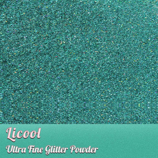 Holographic Fine Glitter, 100g Craft Glitter for Epoxy Resin, Iridescent Sequins, Loose Glitter for Face Body Hair Eye, Makeup Cosmetic Glitter for Nails Festival Decoration (Laser Greenish Blue)