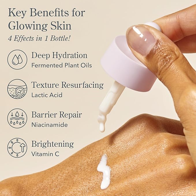 Beekman 1802 Oh Mega Milk Facial Oil - Hydrating Vitamin C & Niacinamide Serum - Repairs Skin Barrier & Reduces Dark Spots From Aging - Fragrance Free, Sensitive Skin Safe