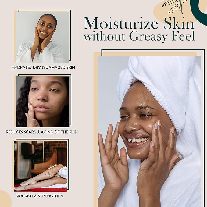 100% Pure Natural Hydrating Body Oil After Shower With Vitamin E, Coconut, Jojoba, Olive, Almond - Moisturizing Oil For Dry Skin, Non-Greasy Body Oils For Women & Men - Unscented 5.07 fl oz