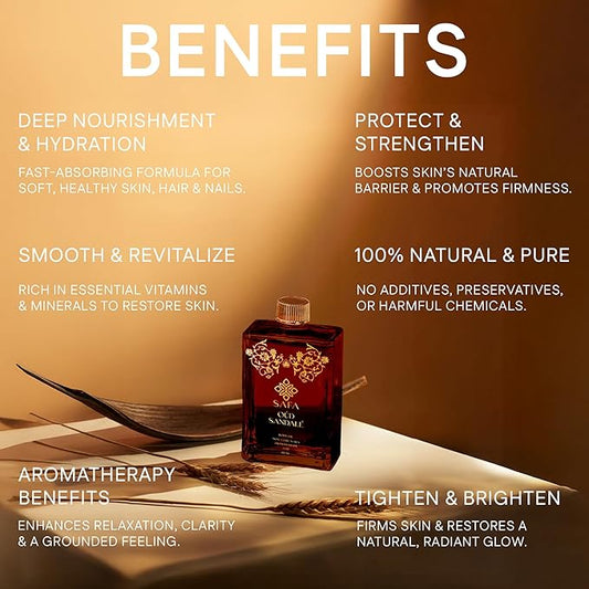 SAFA Oud Sandalé Oil – Organic Oud & Sandalwood Essential Oil for Hair, Body, Face & Nails – Arabian Perfume Oil for Women & Men - Strong & Long Lasting Fragrance - 4 Fl Oz