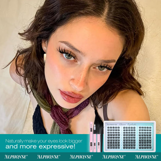 Manga Lash Clusters Kit Wispy Eyelash Clusters Spiky Lash Extension Kit 10-14mm Cluster Eyelash Extensions Anime Eyelashes Clusters C Curly Individual lashes with Bond and Seal, Tweezers by ALPHONSE