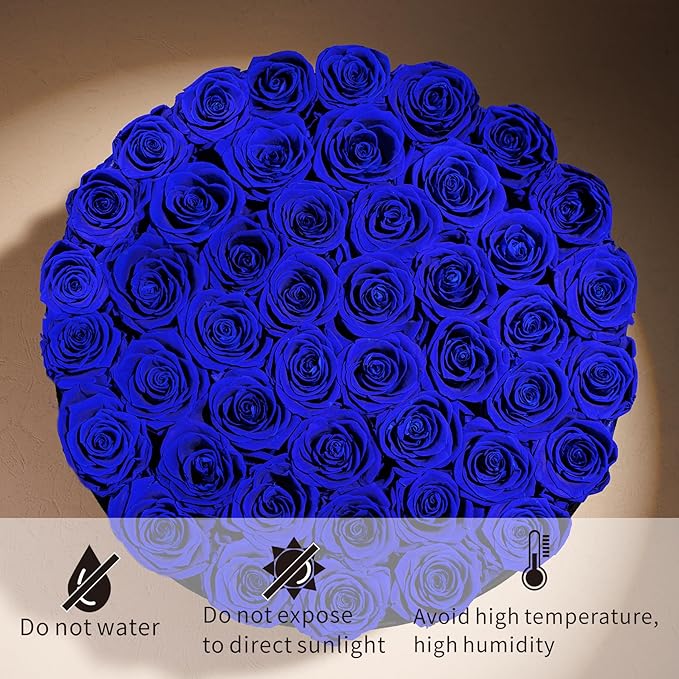 47 Flowers in a Luxury Suede Box, Birthday Gifts for Women, Preserved Flowers, Mothers Day Roses Gift for Mom,Blue