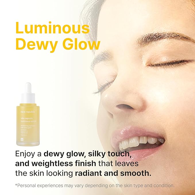 Face Republic Vita Capsule Luminous Serum 45ml 1.52 fl oz | Revitalizing, Radiant Glow for Dull, Dry Skin | Vitamins, Lemon Extract, Niacinamide 5%, Jojoba Seed Oil | Vegan Korean Skin Care