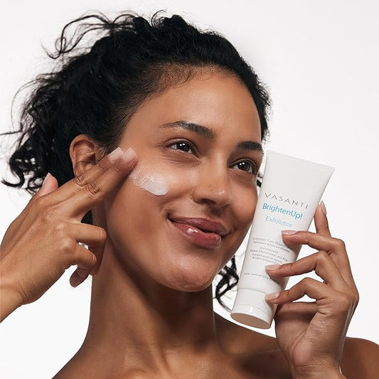 VASANTI BrightenUp! Exfoliator - Enzymatic Face Rejuvenator (20g) - Gentle Scrub Brightens Exfoliates Cleanses Skin Paraben Free Vegan Friendly Skincare