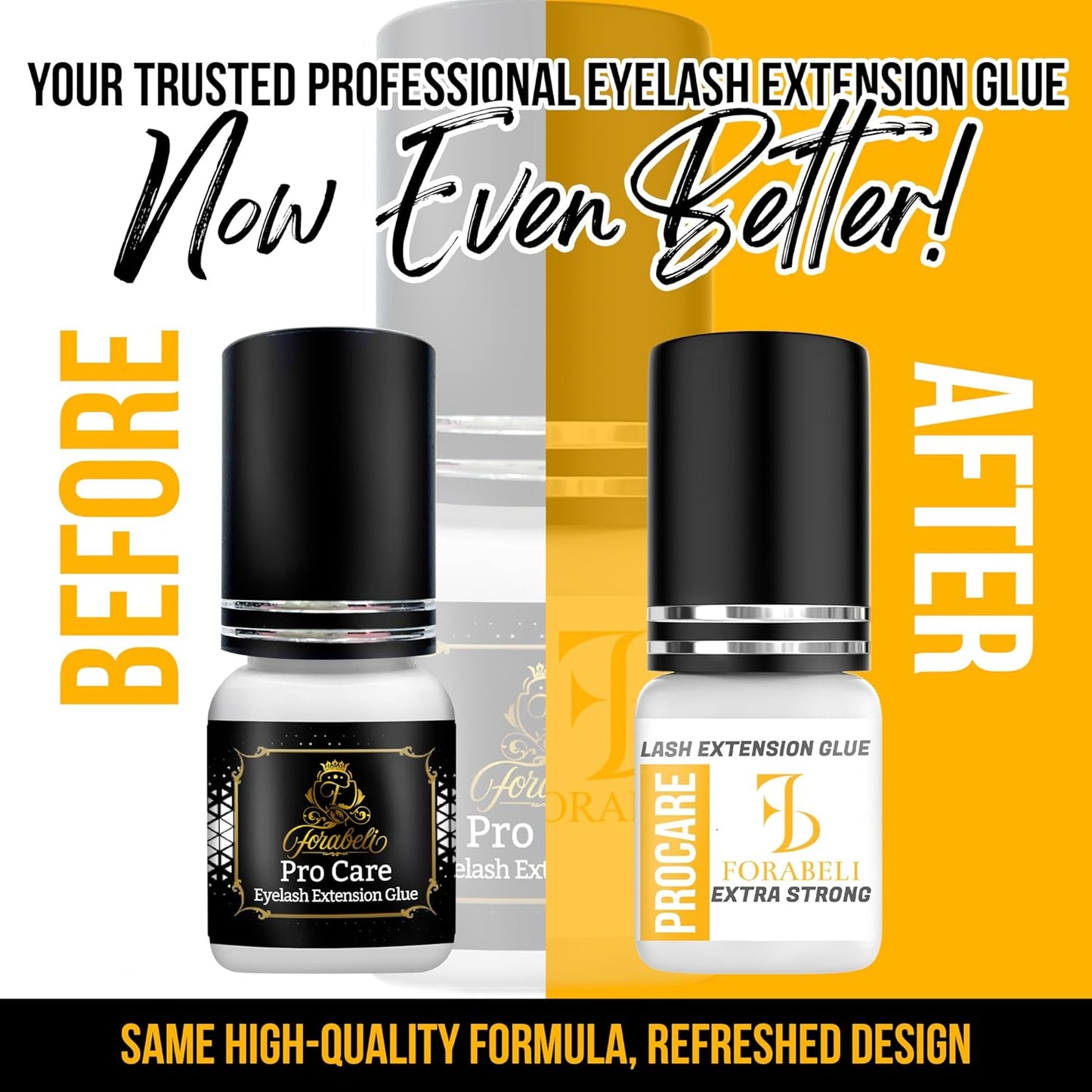 Forabeli Pro Care Lash Extension Glue, 1–2 Sec Fast Dry, 8 Week Retention, Advanced Bonding System, Professional Eyelash Extension Glue, Lash Adhesive for Eyelash Extensions