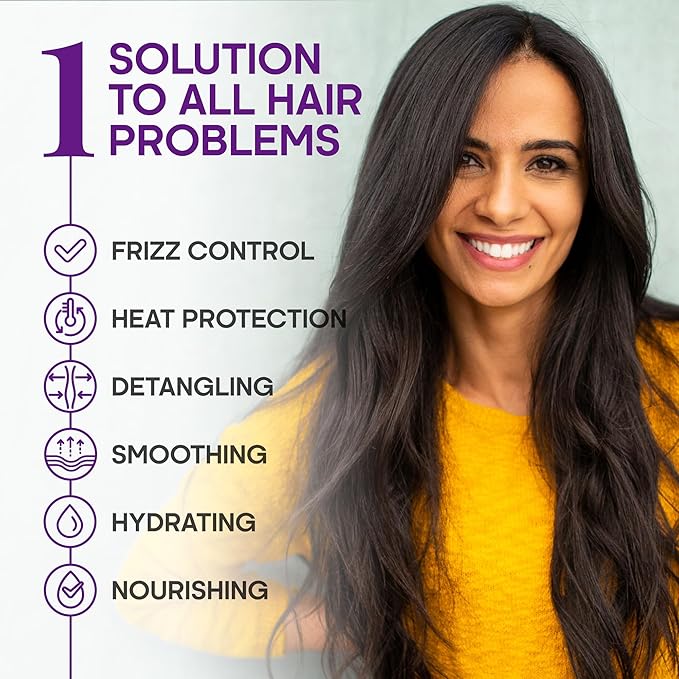 Hydrating Hair Serum for Frizzy and Damaged Hair - Keratin Hair Treatment for Dry Damaged Hair w/ Biotin, Castor Oil, Rosemary Oil, Hair Heat Protectant & Anti Frizz Hair Serum For Frizzy Hair, 5 Oz