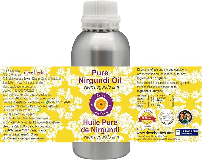 dève herbes Pure Nirgundi Oil (Vitex negundo linn) 300ml (10 oz)