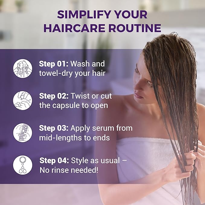 Hair Serum with Vitamins, Treatment for Dry & Damaged Strands, Reduces Frizz, Enhances Shine, Moisturizer for Silky Smooth Locks, Non-Greasy Formula for Manageable & Resilient Results