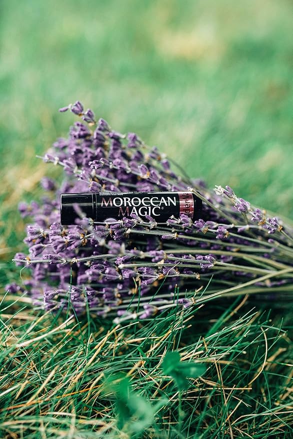 Moroccan Magic Organic Lavender Vanilla Lip Balm 3 Pack | Chapsticks for Dry Lips | Natural Argan & Essential Oils Lip Moisturizer + Vitamin E | Smooth, Hydrating, Non-Toxic | Organic Lip Balm Set