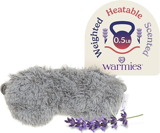 warmies Microwavable Eye Mask for Warmth & Comfort - Heating & Cooling Compress for Calming Relaxation - Weighted & Heated Eye Mask with Scented Lavender for Sleeping - Gray