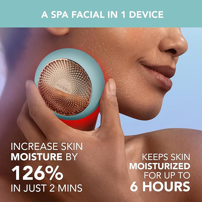 FOREO UFO 3 Deep Face Moisturiser - 5-in-1 Facial Spa - Red Light, Warming, Cooling, Face Massage, Anti Aging - Face Mask Skin Care - Arctic Blue
