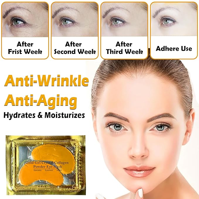20 Pairs Lip Masks & Eye Masks,V- Face Lift Strap, 24K Gold Gel Crystal Collagen Eye Pads,Moisturizing Lip Mask Crystal Pads,Under Eye Patches for Dark Circles,Eye Bags, Wrinkles, Full face care