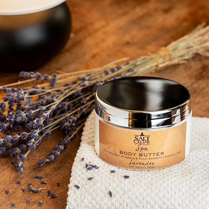 Salt Cellar Spa Lavender Body Butter for Women, Made with Dead Sea Minerals, Shea Butter & Plant Extracts, Luxurious Skin Rejuvenation & Moisturization, Made in Israel, Cruelty-Free, Paraben Free