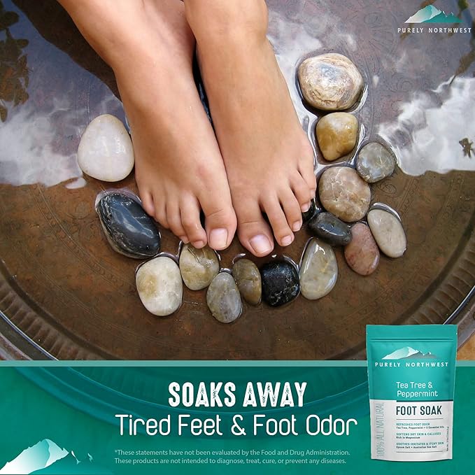 Natural Tea Tree Oil Foot Soak-Made in the USA for Ingrown Toenails, Athletes Foot Burning & Itching-Stubborn Foot Odor & Softens Callouses-Purely Northwest-2 LB