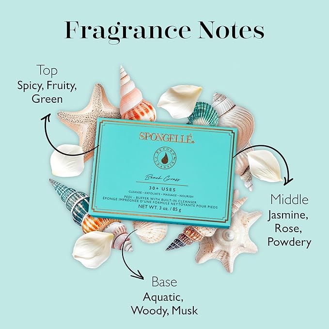 SPONGELLÉ Pedi-Buffer - Cleanse, Exfoliate & Polish Feet - Beach Grass