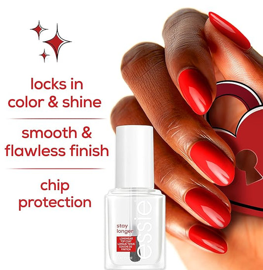 essie Nail Care, Salon-Quality Longwear Top Coat, 8-Free Vegan, Stay Longer, 0.46 fl oz