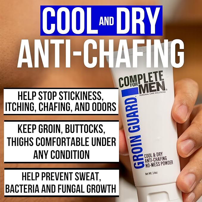 Groin Guard Anti Chafing Cream: Talc Free, Aluminum Free, Natural Odor Control, Anti Fungal Cream for Men, Non Greasy, Cool & Dry, Friction Defense, Chafe Protect for Private Parts