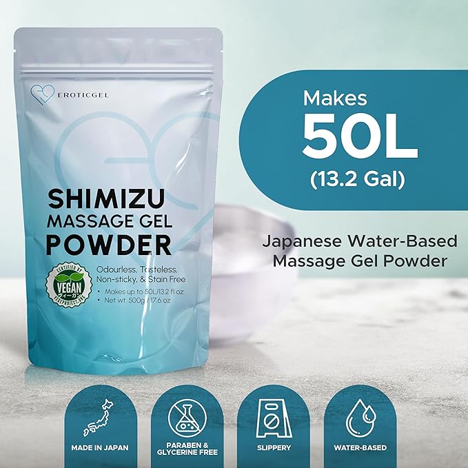 Nuru Massage Gel Therapy Powder 500g | Seaweed & Green Tea | Made in Japan | Paraben & Glycerine Free | Makes 13.2 gal