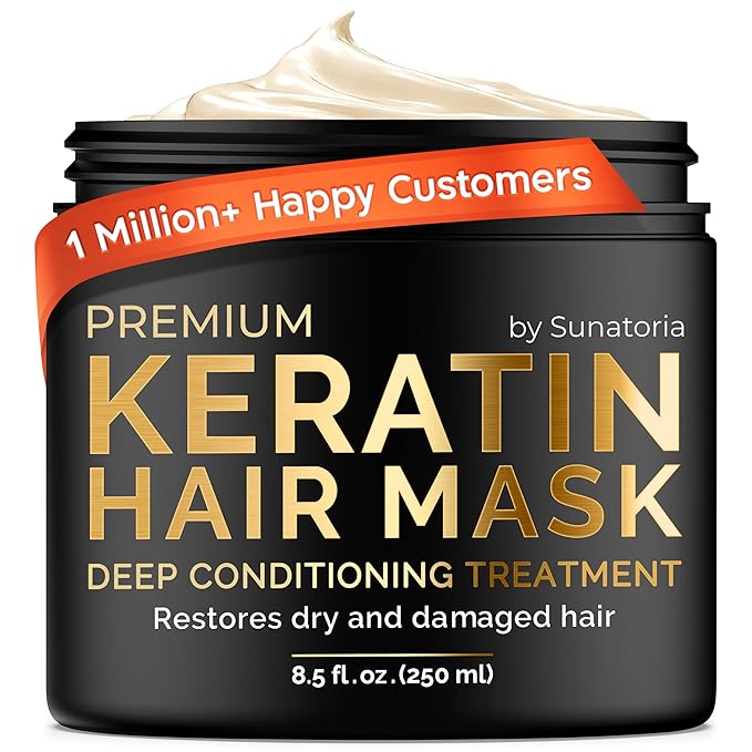 SUNATORIA Keratin Hair Mask - Deep Conditioner for Dry Damaged Hair - Hydrates, Repairs, Nourishes - Keratin Hair Treatment - Deep Conditioning Hair Mask - Keratina Mascarilla Para el Cabello