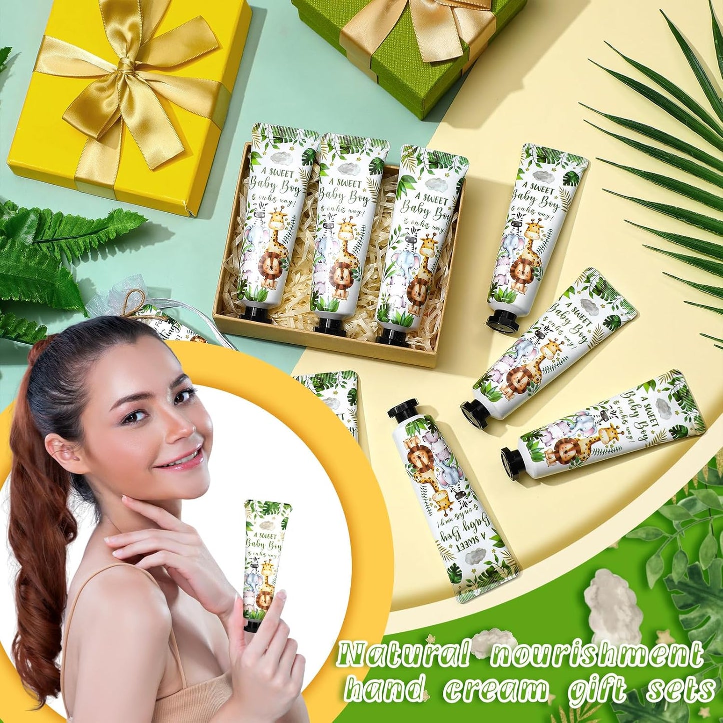 48 Sets Baby Shower Hand Cream Party Favors for Guests Gift Bulk Travel Size Hand Lotion Set for Baby Shower Wedding Christmas(Animals)