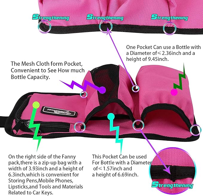 Massage Bottle Bag Massage Therapist Holster Massage Lotion Holster Massage Oil Holster（YR-3KD-Rose Red）