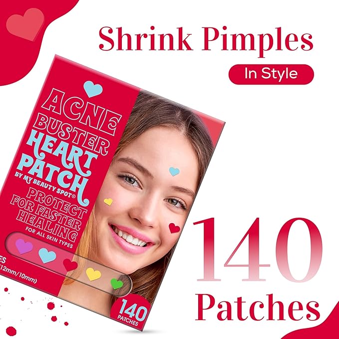 My Beauty Spot Pimple Patches Cute Acne Patches For Face (140 Patches) with Hydrocolloid, Tea Tree Extract & Salicylic Acid, Colorful Fun Designs - Pimple Patches for Face Acne Spot Treatment