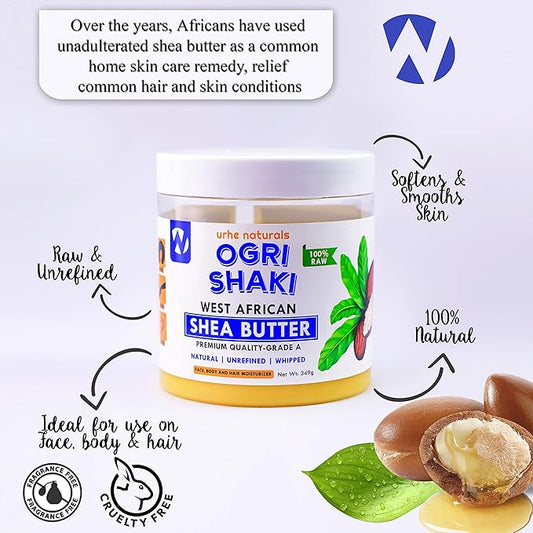 Urhe Naturals Native African Raw Shea Butter | Original and Longlasting Natural Body Butter for Acne & Smooth Skin (Single)