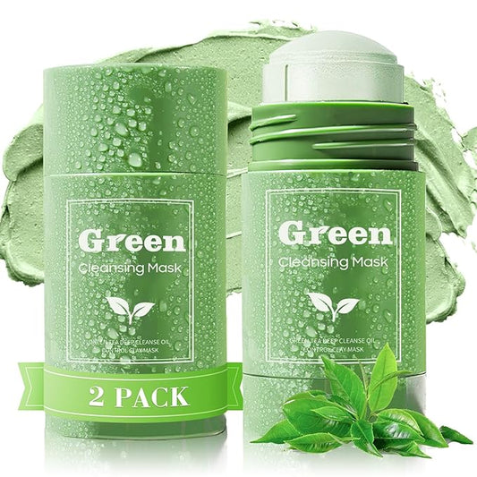 2 PCS Green Tea Purifying Clay Face Mask, Blackhead Remover With Green Tea Extract, Face Moisturizing，Deep Pore Cleansing for All Skin Types of Men And Women