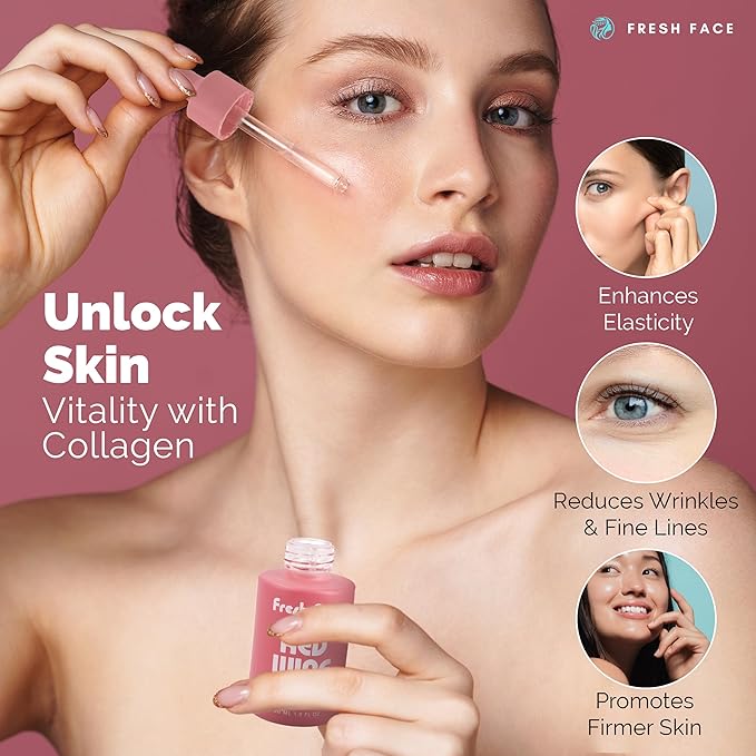 Fresh Face Hyaluronic Acid Serum for Face 30 ml 1.0 fl.oz – Anti Aging Hydrating serum with Collagen & Polyphenol - Reduces Wrinkles, Fine Lines and Plumps Skin - Enhances Skin Texture & Elasticity