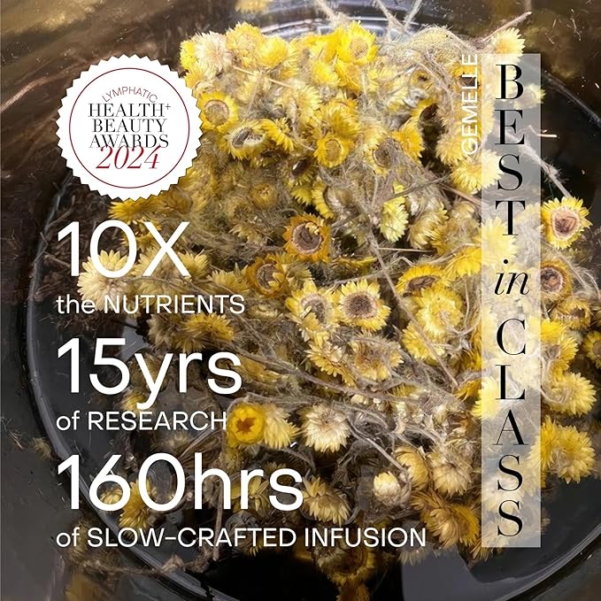 GEMELLE Lymphatic Breast Massage Oil | 2024 Product of The Year | Honeybush & Helichrysum | Paraben-Free, Clean Beauty, Luxury Natural Skin Care, 15ml