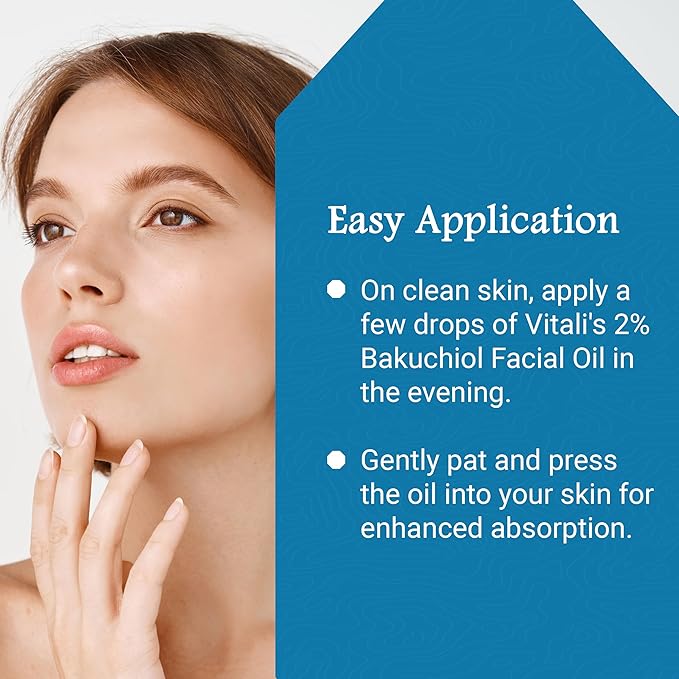 Vitali Premium 2% Bakuchiol Facial Oil: Premium Natural Retinol Alternative for Age and Wrinkle Reduction, and Soothing Irritated Skin, Boosts Copper Peptide Absorption- 1 fl. oz.
