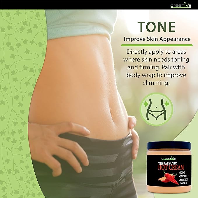 GreenIVe Hot Cream Massage Lotion for Joints Muscles and Skin Tighting Wraps Hot & Cold Sensation Bulk Jar (16oz Jar)