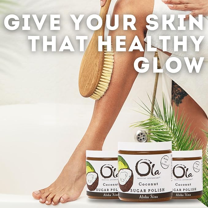 Ola Tropical Apothecary Coconut Sugar Polish with Pure Tropical Oils and Plant Extracts - 11.6 Oz