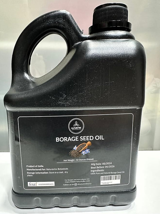 Naturevibe Botanicals Borage Oil 32 Ounces | 100% Pure and Natural | Great for Skin Care and Hair Care