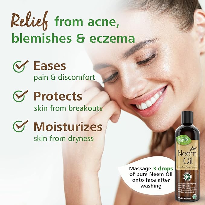 Organic Neem Oil, 100% Pure, Cold Pressed 16 Fluid Ounces